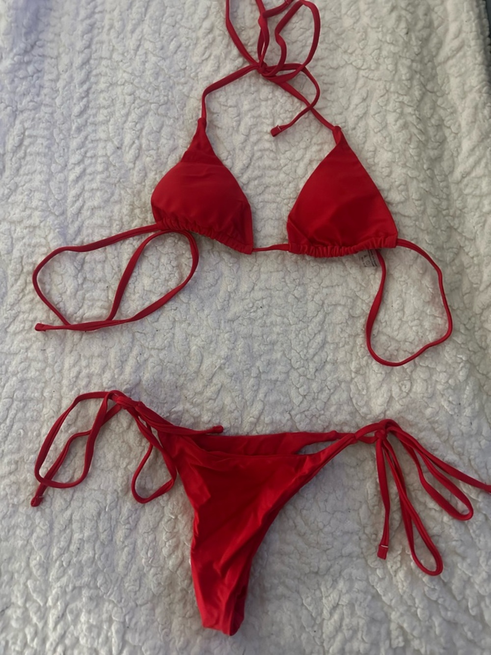 Classic Red Triangle String Bikini